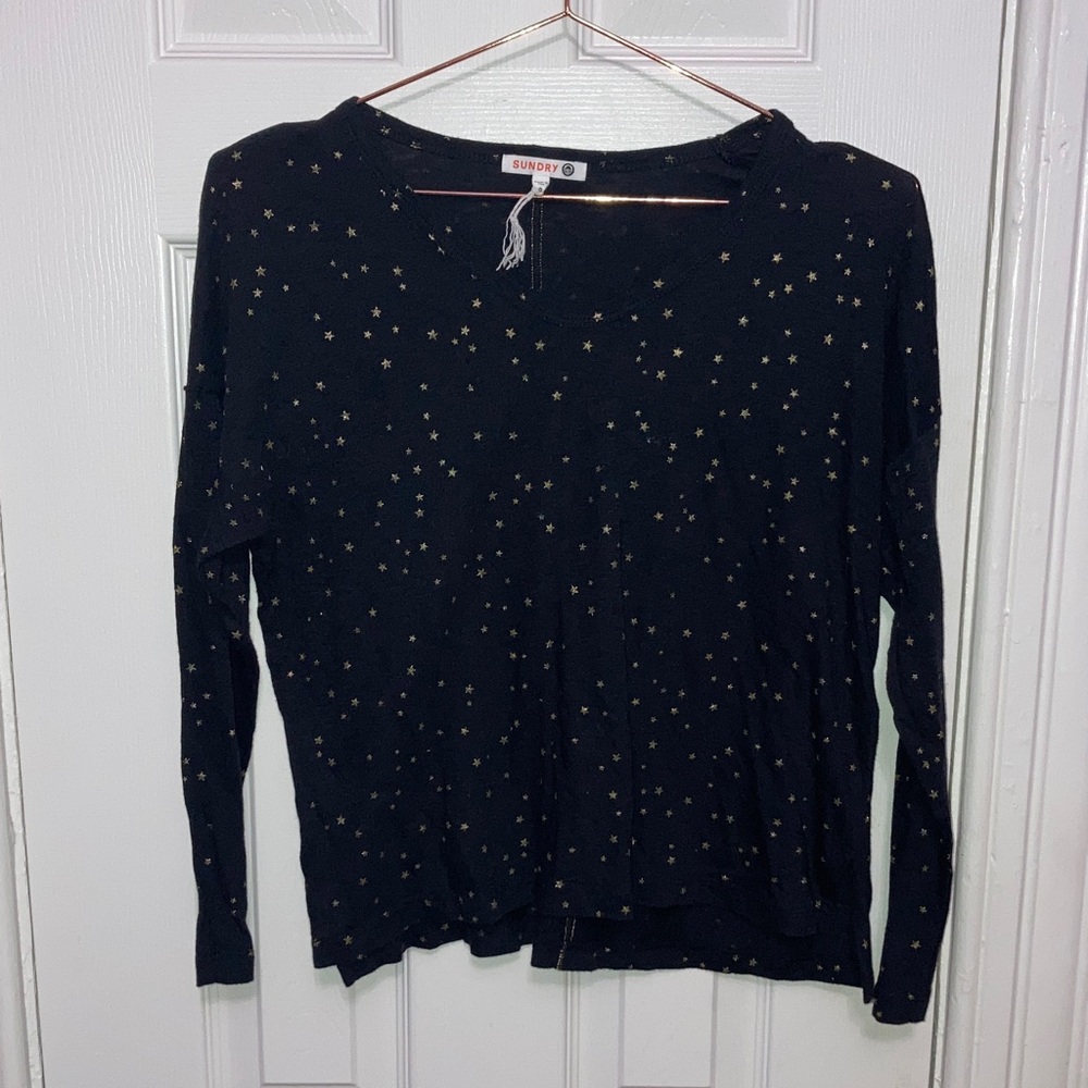 Sundry Black‎ Star Pattern Sweatshirt Size 0/XS